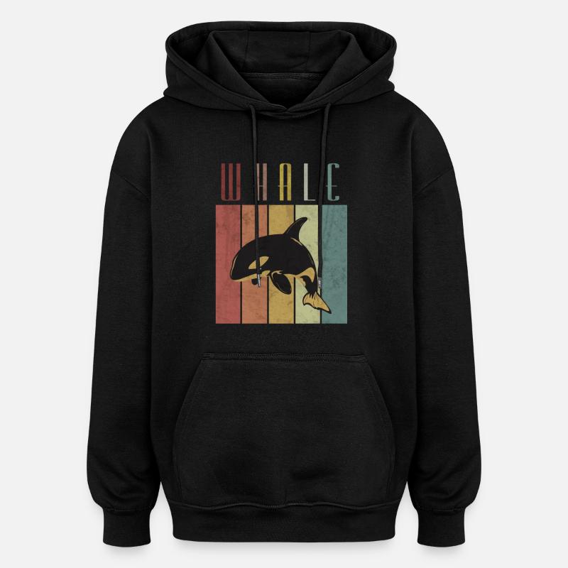 Wal - Oversized Unisex Hoodie - Schwarz