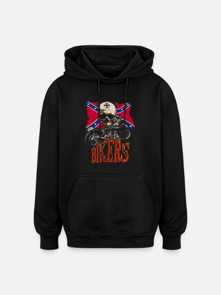 Biker's Symbols - Sweat à capuche oversize unisexe - noir