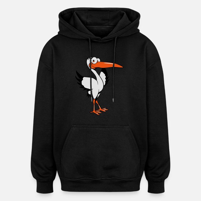 Stork funny comic - Oversized Unisex Hoodie - black