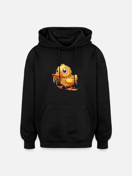Clumsy Duck Sweet with Spaghetti - Oversized Unisex Hoodie - black