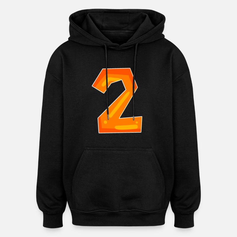 Deux - 2 - Nombre - Sweat à capuche oversize unisexe - noir