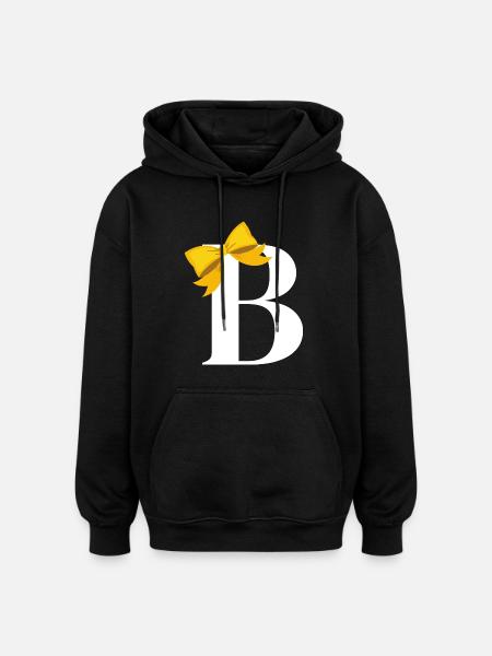 Letter b yellow bow - Oversized Unisex Hoodie - black
