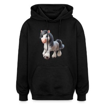 Cheval 2 - Sweat à capuche oversize unisexe - noir - Devant - Noah (186cm)