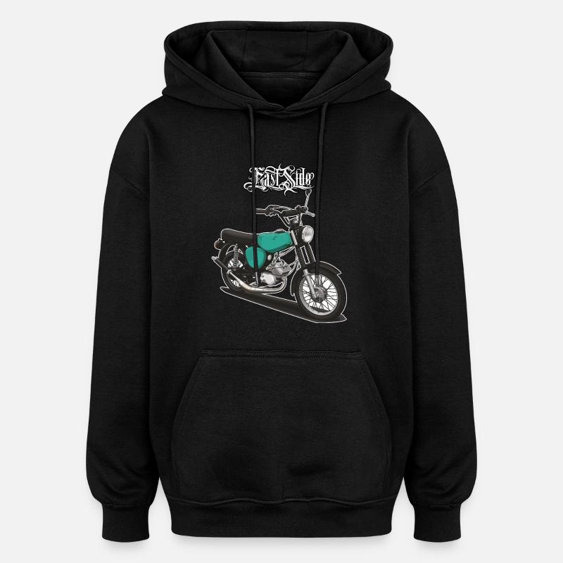 S51 (turquoise) // Illustration - Sweat à capuche oversize unisexe - noir