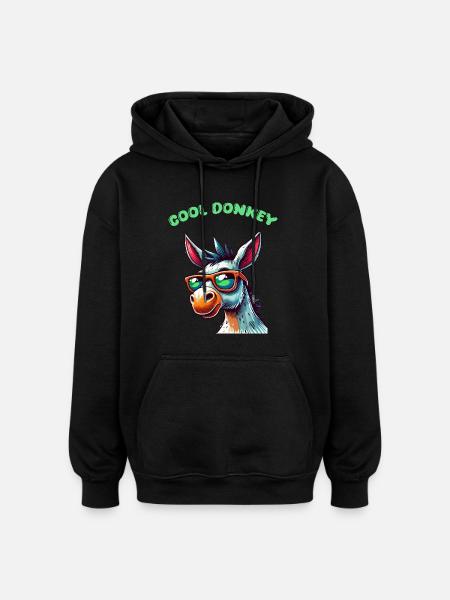 esel comic cool - Oversized Unisex Hoodie - Schwarz