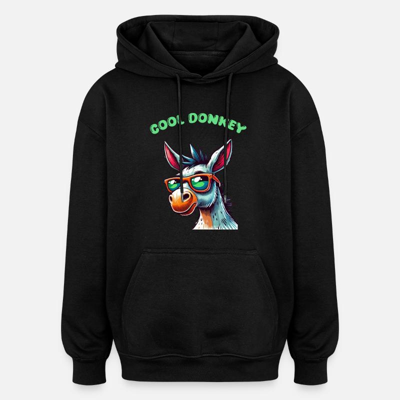 Âne Bande Dessinée Cool - Sweat à capuche oversize unisexe - noir