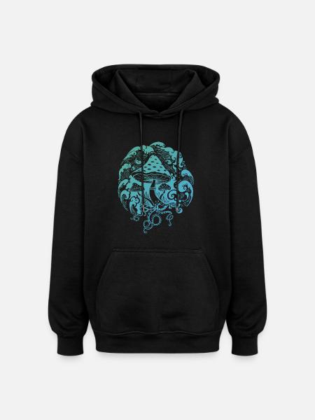 Toadstool Octopus Octopus - Oversized Unisex Hoodie - black
