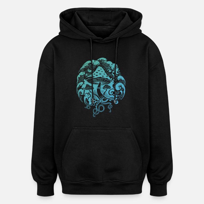 Champignon Octopus Octopus - Sweat à capuche oversize unisexe - noir