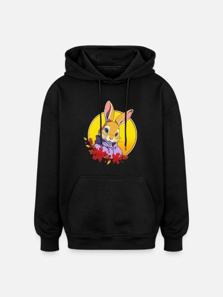 Conception de lapin - Sweat à capuche oversize unisexe - noir