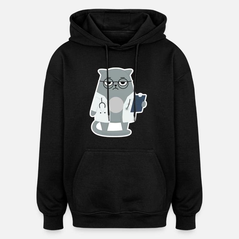 Chat Docteur - Chat - Sweat à capuche oversize unisexe - noir
