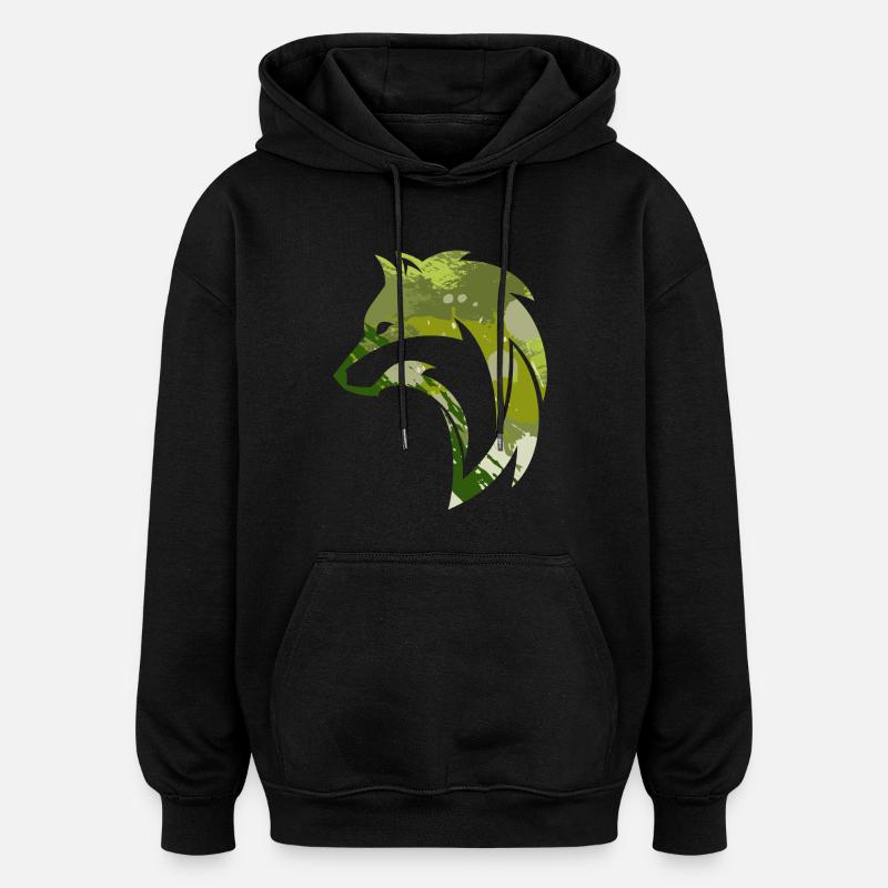 Wilder Wolf Tarnmuster - Oversized Unisex Hoodie - Schwarz