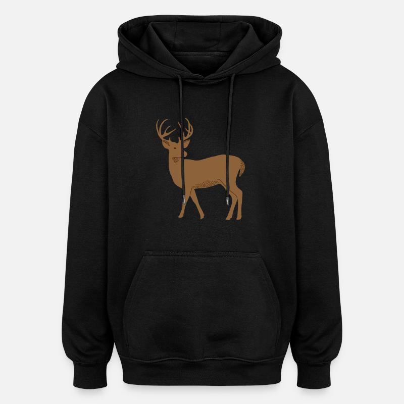 Cerf - Sweat à capuche oversize unisexe - noir
