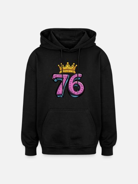 76 Number Krone - Oversized Unisex Hoodie - black