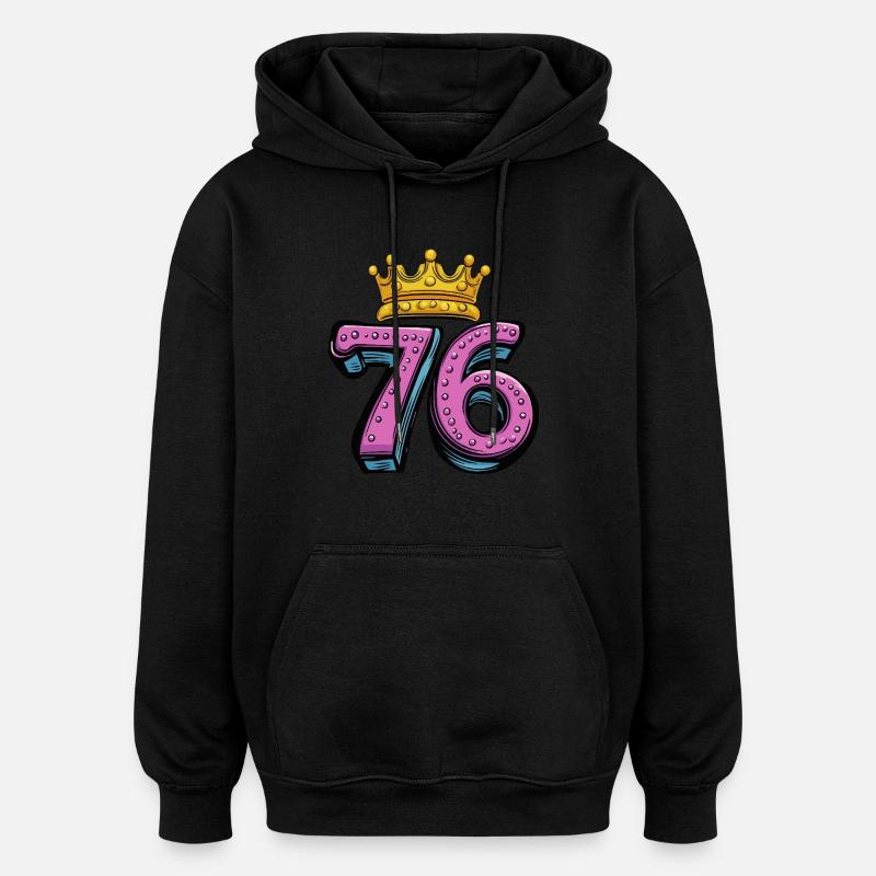 76 Number Krone - Oversized Unisex Hoodie - black