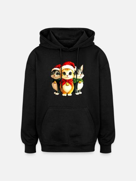 Christmas Kitten - Oversized Unisex Hoodie - black
