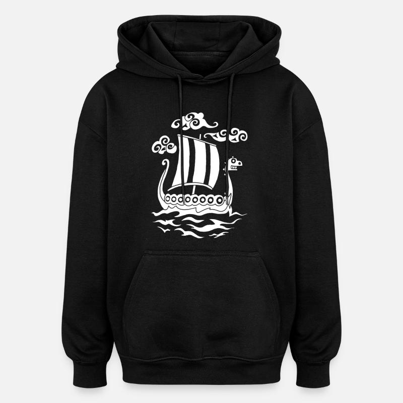 Drakkar rigolo blanc - Sweat à capuche oversize unisexe - noir