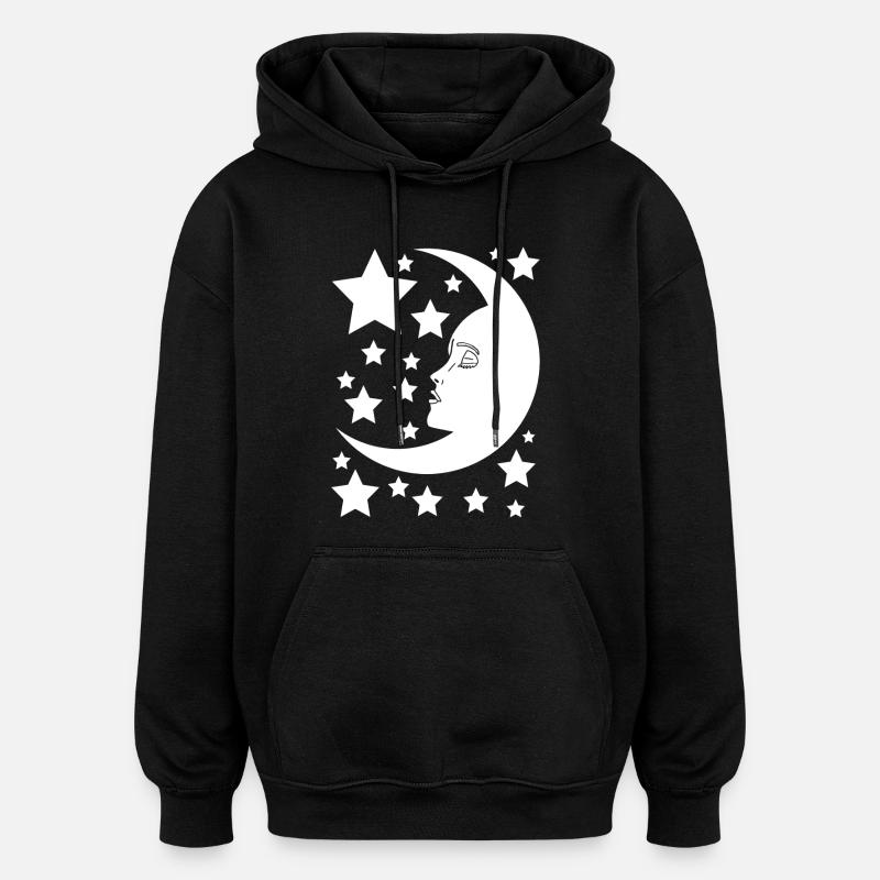 La lune au féminin - Sweat à capuche oversize unisexe - noir