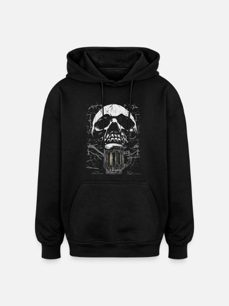 Skull Beer Mug Gothic - Oversized Unisex Hoodie - black