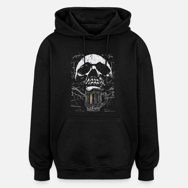 Chope à bière crâne gothique - Sweat à capuche oversize unisexe - noir
