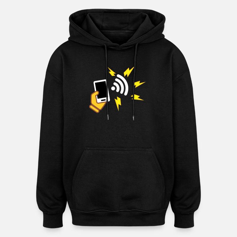 Téléphone avec une apparence agressive - Sweat à capuche oversize unisexe - noir