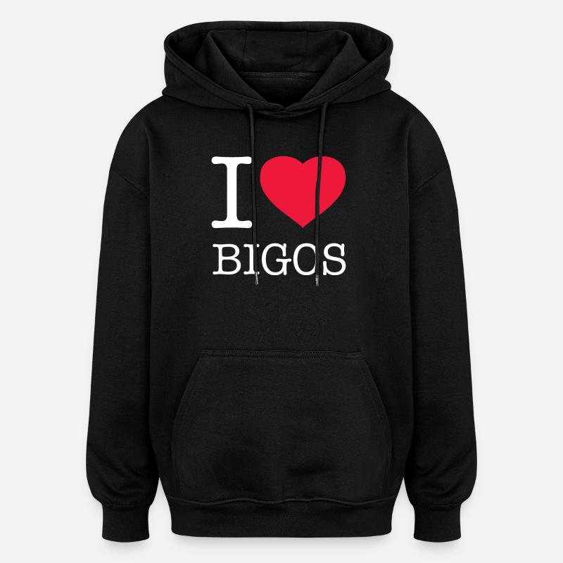 J’AIME BIGOS - Sweat à capuche oversize unisexe - noir