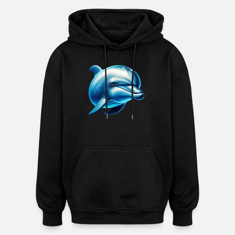Dolphin - Oversized Unisex Hoodie - black