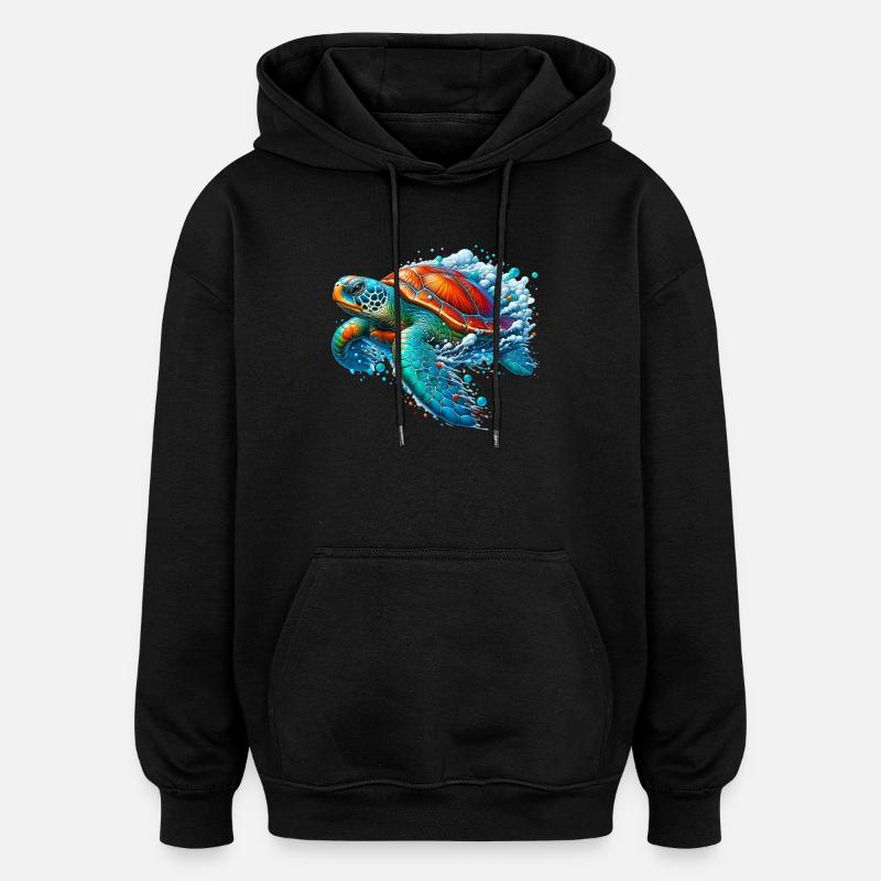 Tortue - Sweat à capuche oversize unisexe - noir