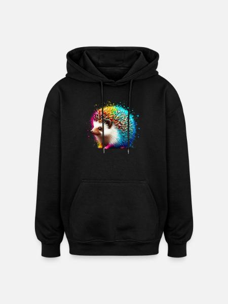 Hérisson - Sweat à capuche oversize unisexe - noir