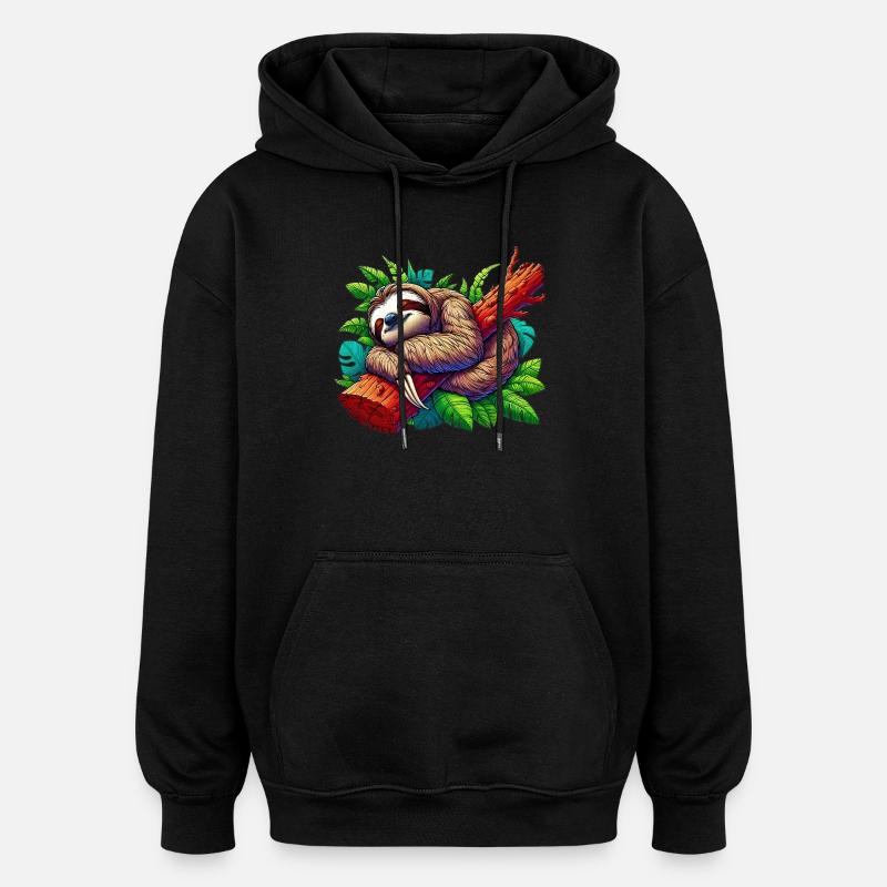 Faultier - Oversized Unisex Hoodie - Schwarz