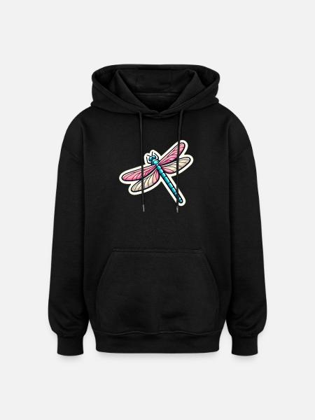 Dragonfly in pastel - Oversized Unisex Hoodie - black