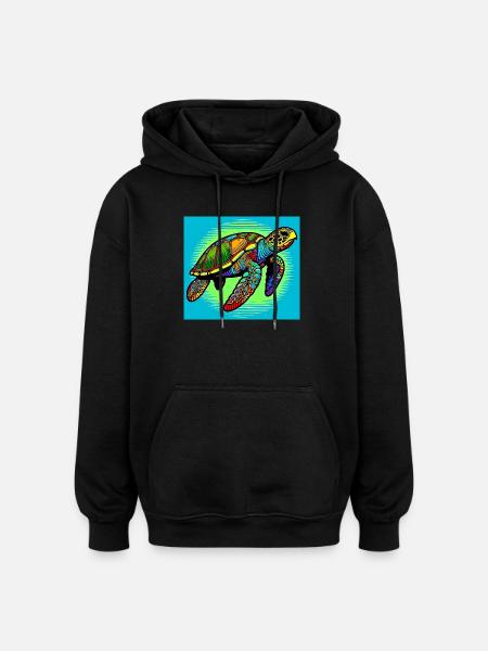 turtle - Oversized Unisex Hoodie - black