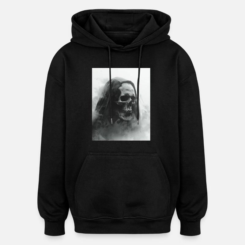 Crâne sombre dans le brouillard - Sweat à capuche oversize unisexe - noir