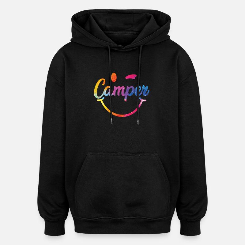 Bunter Camper Smiley Logo - Oversized Unisex Hoodie - Schwarz
