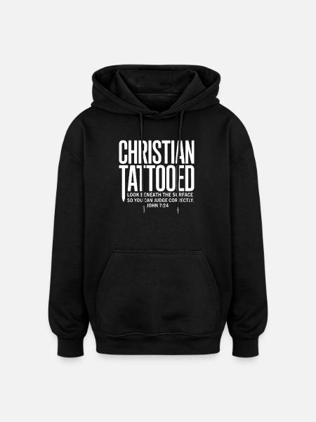 Christian tattoo look under surface - Oversized Unisex Hoodie - black