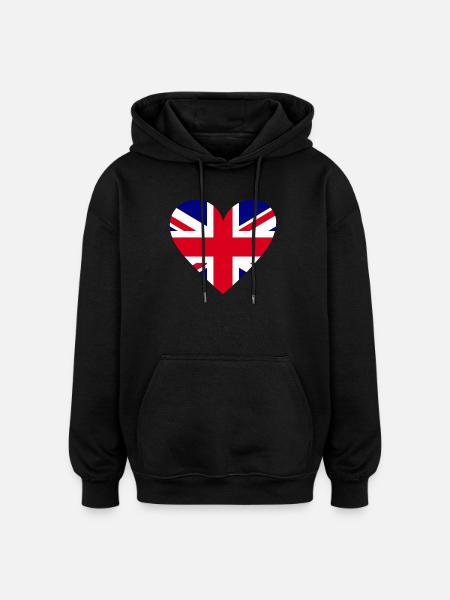 Heart Flag Great Britain - Oversized Unisex Hoodie - black