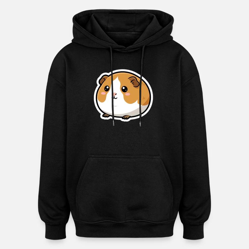 Autocollant tête de cochon d’Inde - Sweat à capuche oversize unisexe - noir