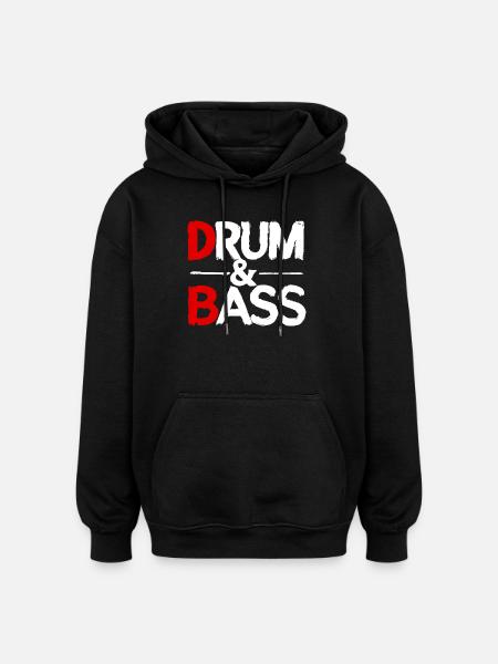 Drum & Bass / Rum & Ass Distressed - Oversized Unisex Hoodie - Schwarz