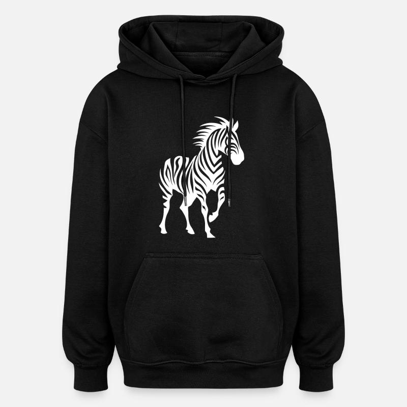 Zebra Silhouette Black & White - Oversized Unisex Hoodie - black