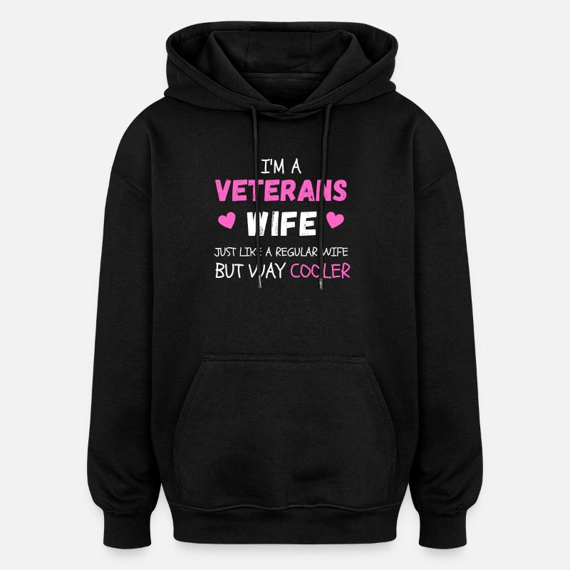 Fière épouse vétérane - Sweat à capuche oversize unisexe - noir