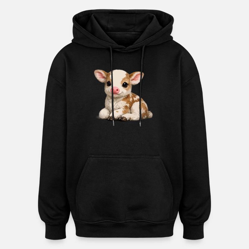 Petit peluchon mignon pour veau - Sweat à capuche oversize unisexe - noir
