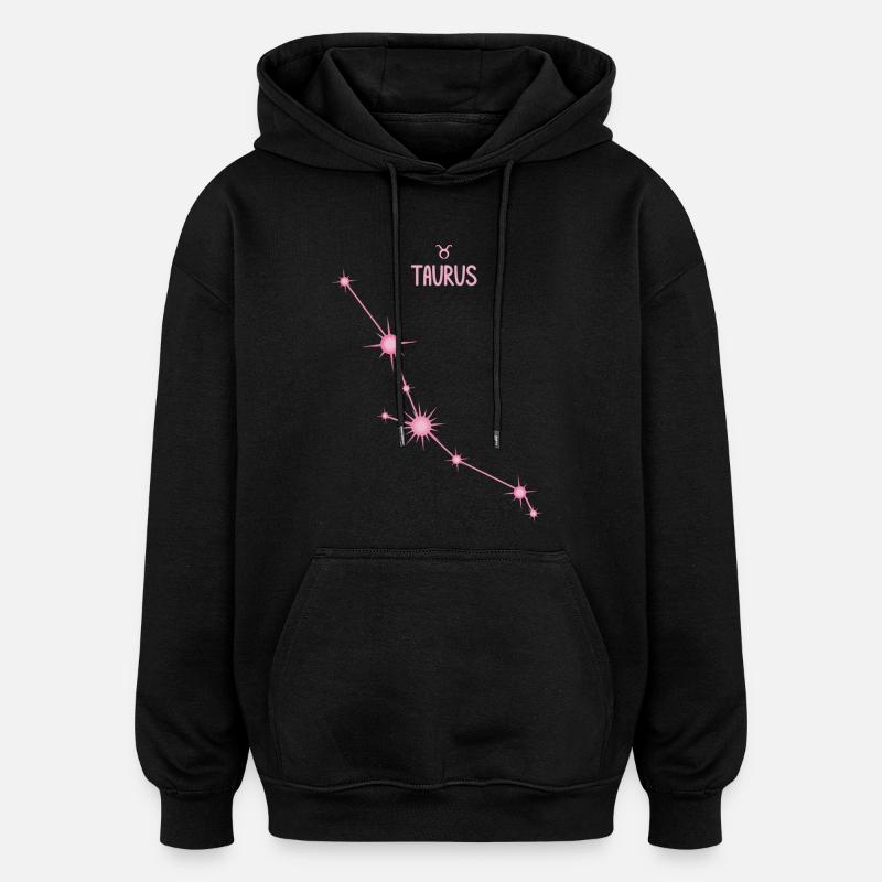 Stier-Sternzeichen Sternbild Pastellrosa - Oversized Unisex Hoodie - Schwarz