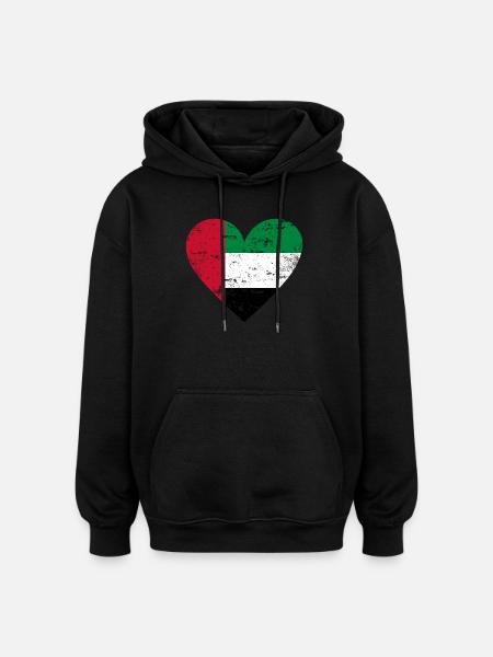 UAE Heart - Oversized Unisex Hoodie - black