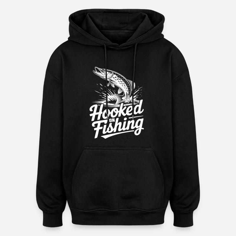 Accro à la pêche - Sweat à capuche oversize unisexe - noir