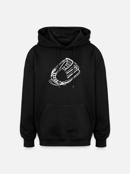 Baseball Glove Sketch - Oversized Unisex Hoodie - black