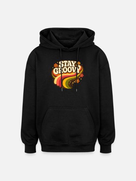 Stay Groovy Rainbow - Oversized Unisex Hoodie - Schwarz