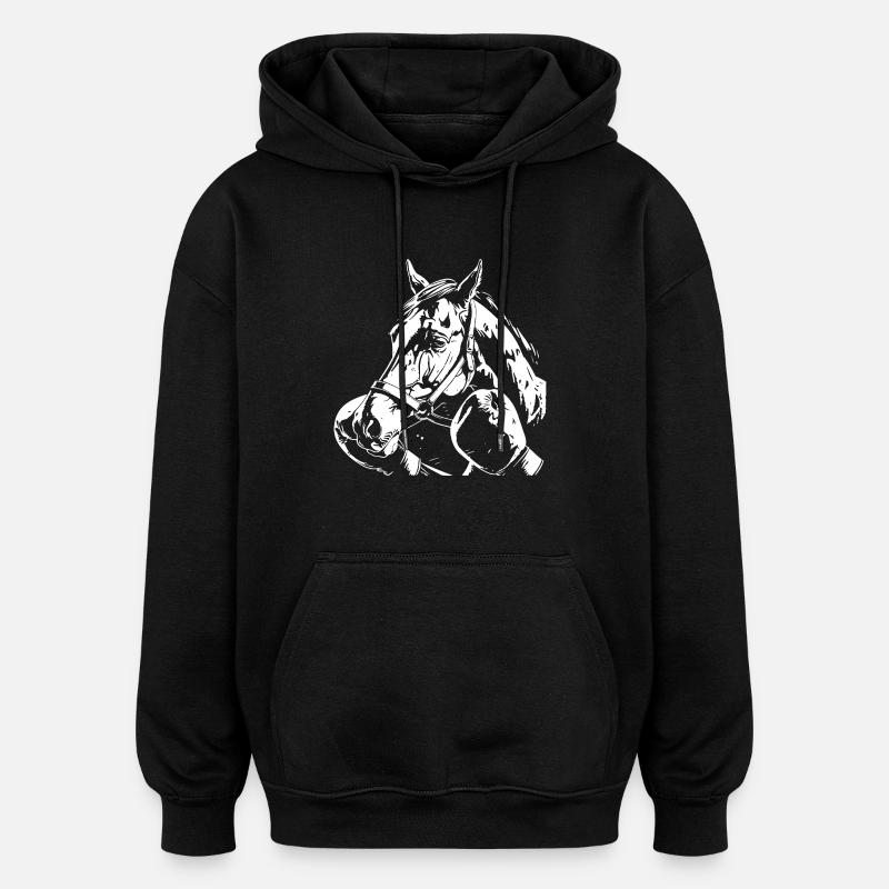 Cheval Boxe Combattant MMA - Sweat à capuche oversize unisexe - noir