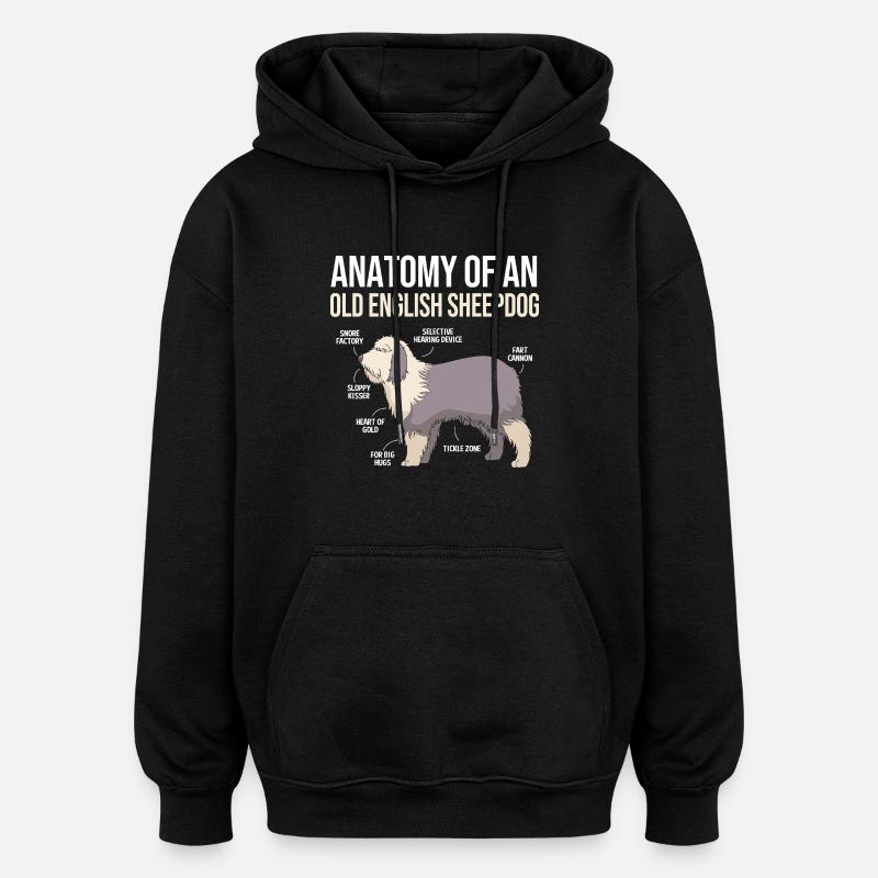 Berger anglais - Sweat à capuche oversize unisexe - noir