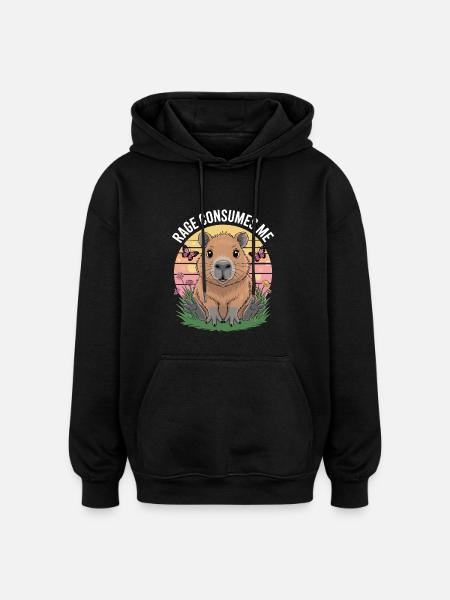 Capybara Rage Consumes Me - Oversized Unisex Hoodie - black
