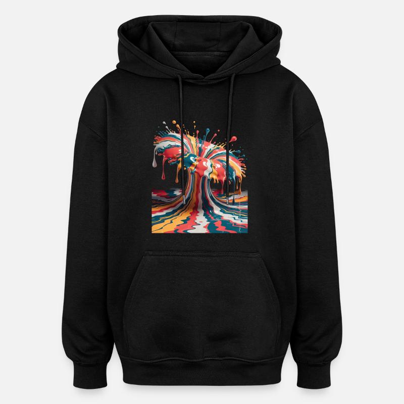 Regenbogen-Farbexplosion - Oversized Unisex Hoodie - Schwarz
