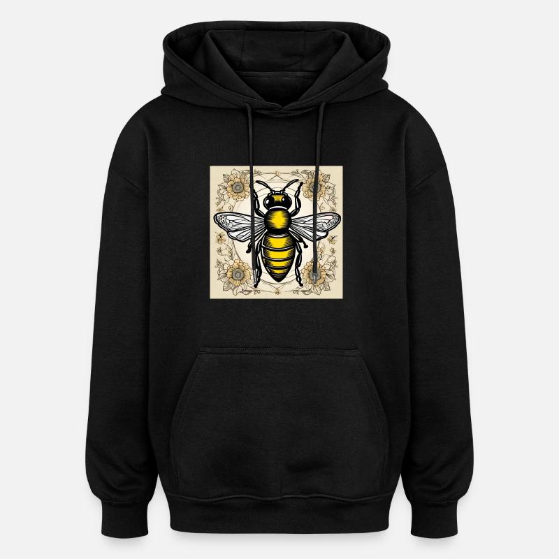 Abeille - Sweat à capuche oversize unisexe - noir